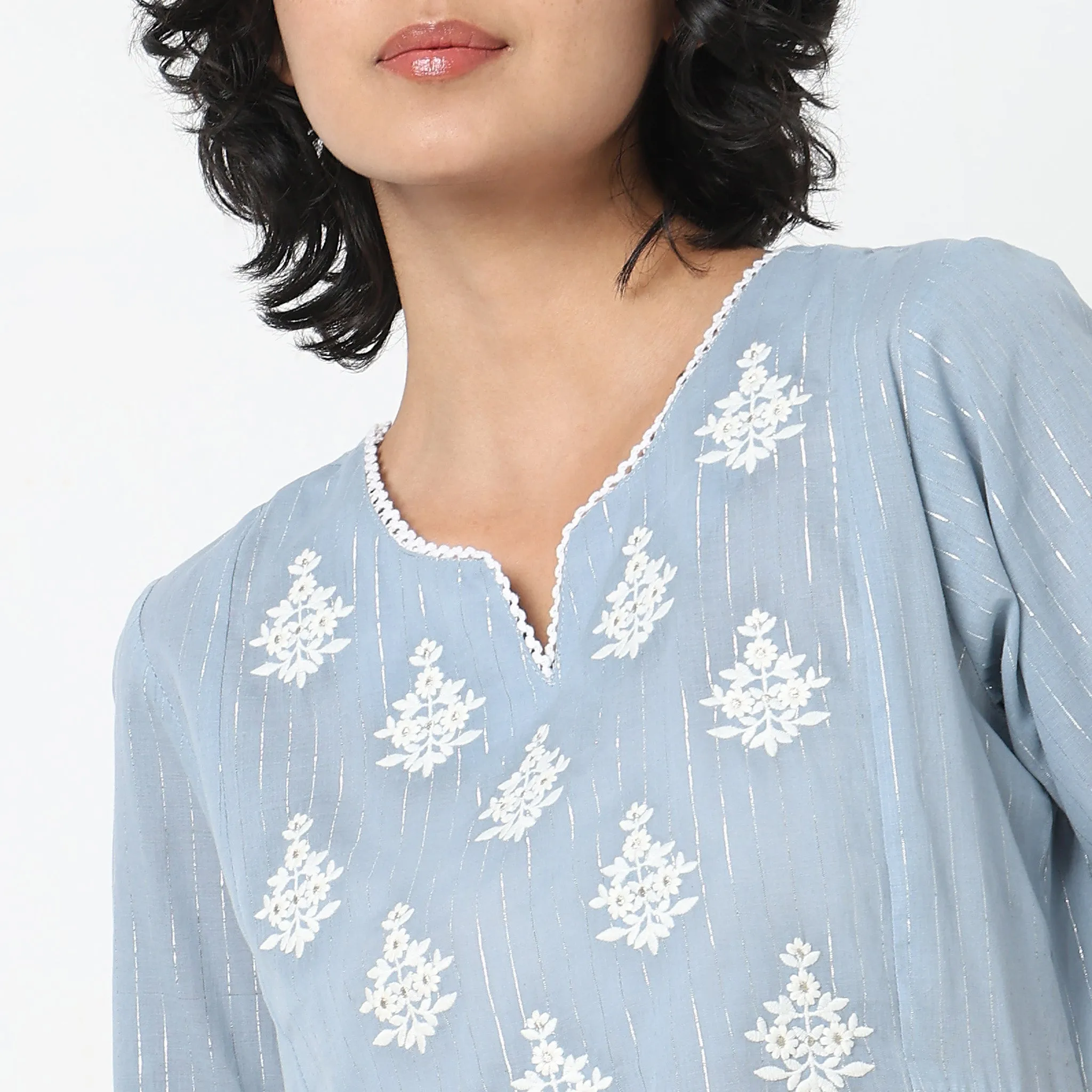 Flare Fit Embroidered Kurta