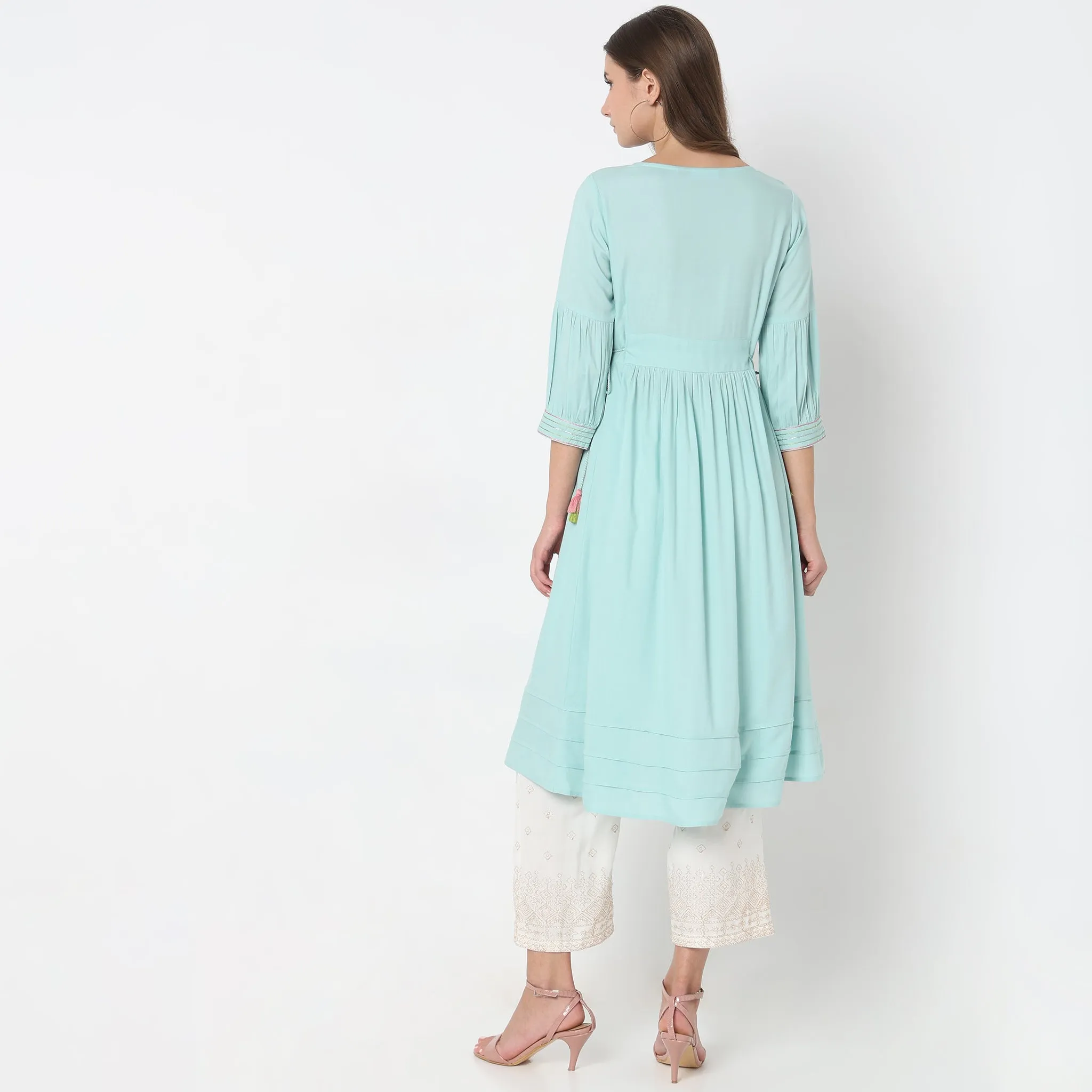 Flare Fit Embroidered Kurta