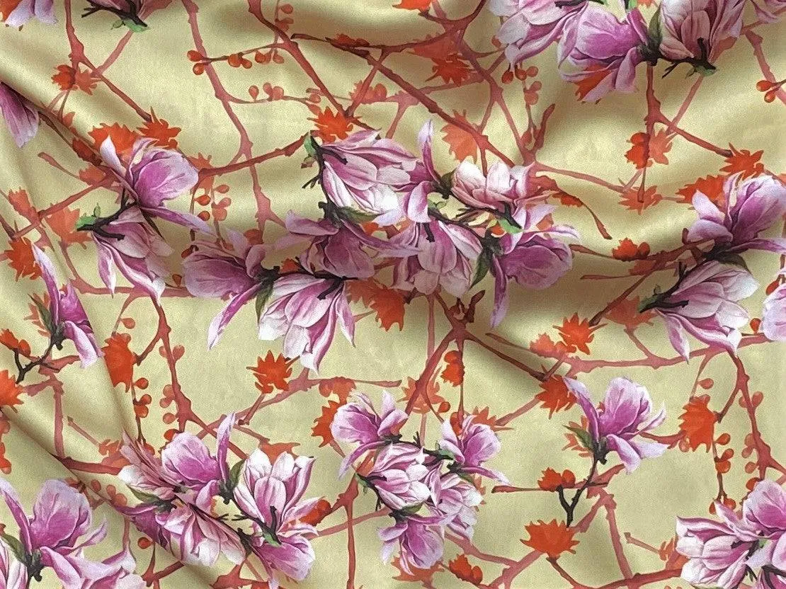 Floral Fusion - Faux Silk Satin