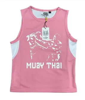 FLUORY TF22 MUAY THAI BOXING Training Vest Tank Top XXXS-L Junior Pink White