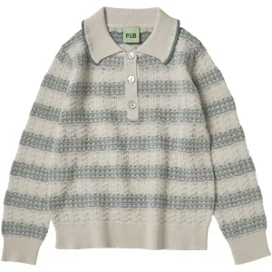 FUB Ecru/Misty Green Pointelle Polo