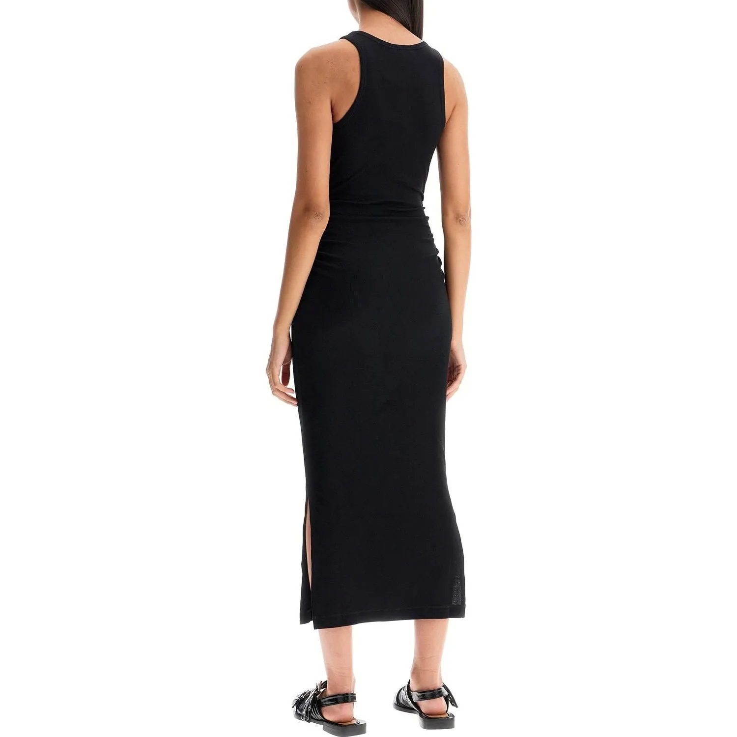 Ganni ribbed organic cotton jersey midi dress