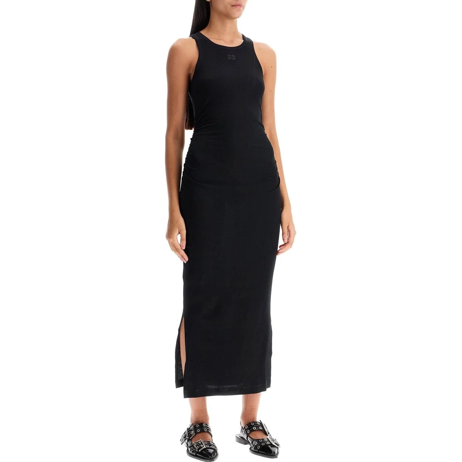 Ganni ribbed organic cotton jersey midi dress