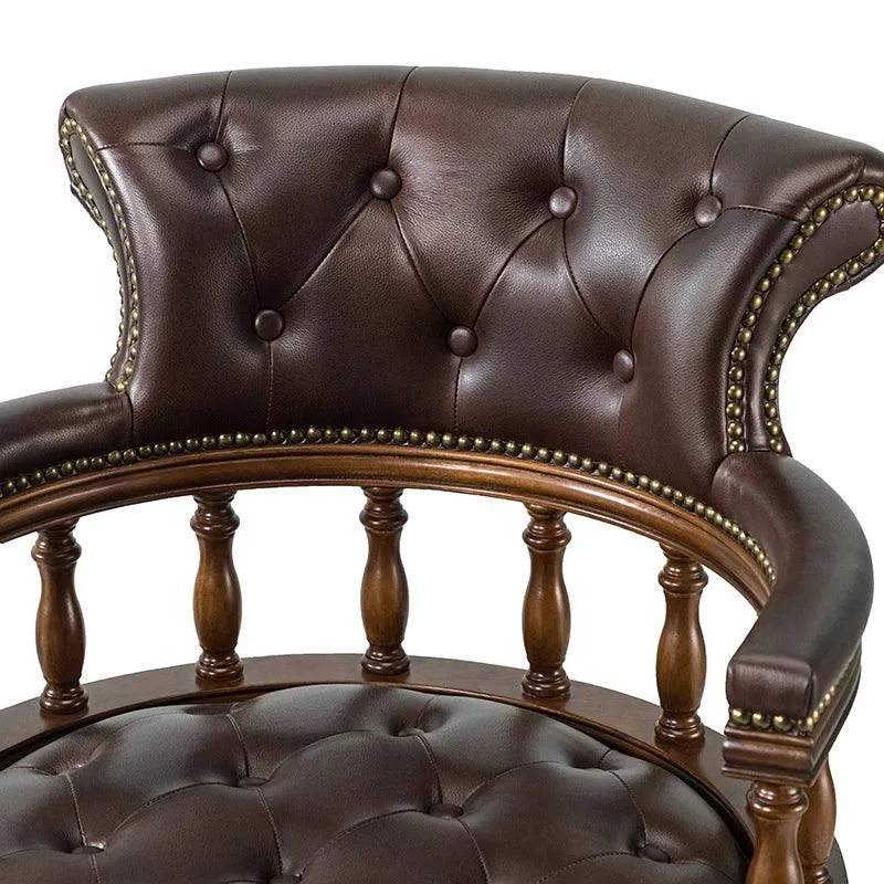 Genuine Leather Chesterfield Captains Wood Executive Office Chair