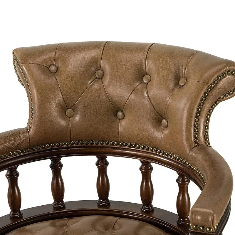 Genuine Leather Chesterfield Captains Wood Executive Office Chair