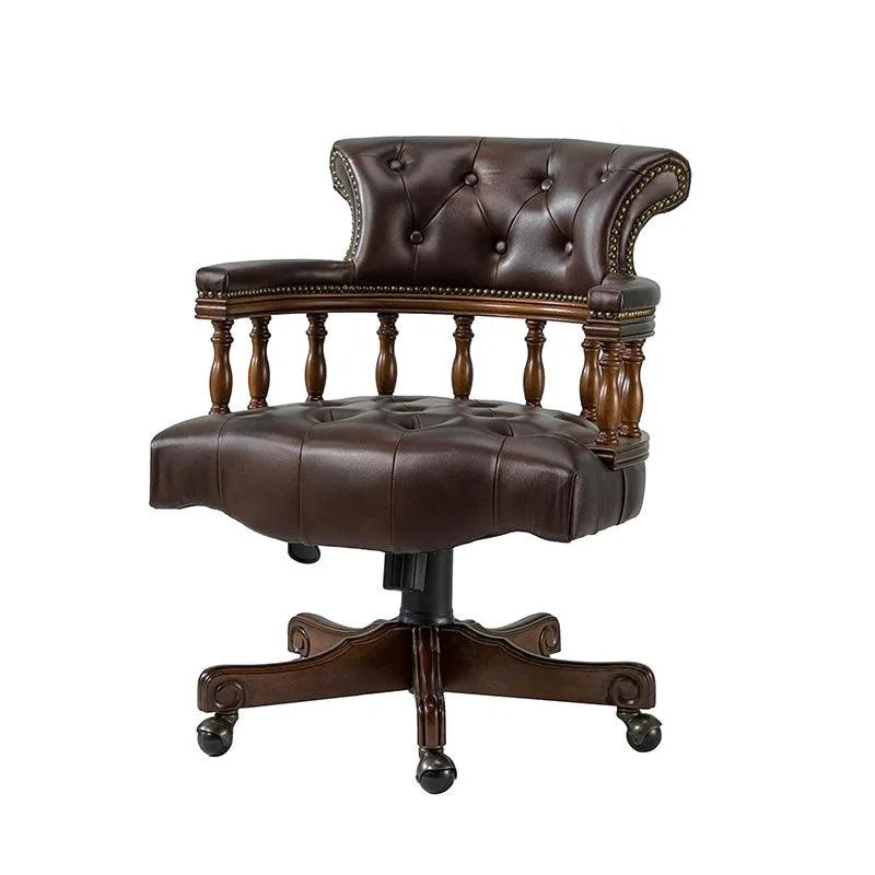 Genuine Leather Chesterfield Captains Wood Executive Office Chair