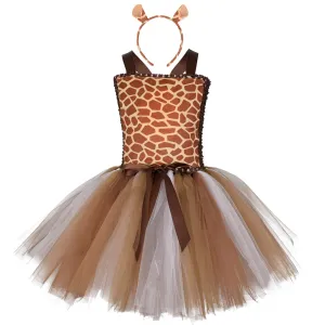 Girls' Christmas Dress Giraffe Elk Tutu Dress Children's Clothing Handmade