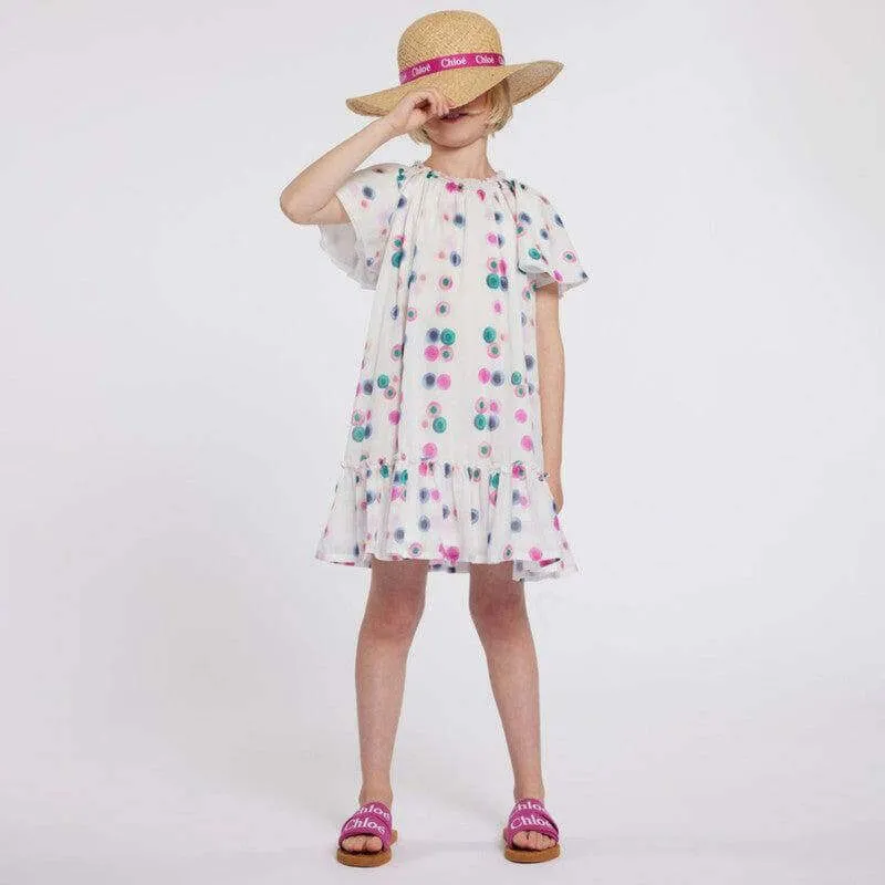 Girls White Organic Cotton Fusion Dress