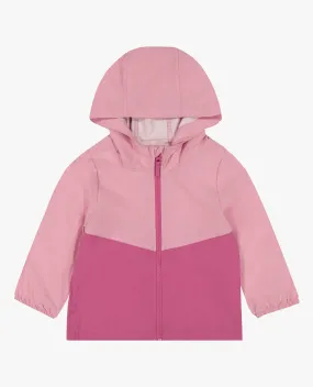 GIRLS ZIP FRONT HOODED TWO-TONE RAINCOAT