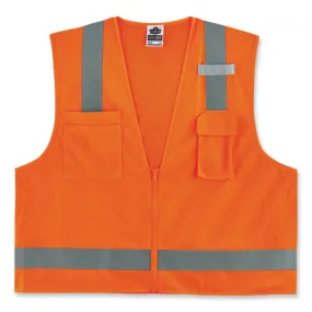 Glowear 8249z-s Single Size Class 2 Economy Surveyors Zipper Vest, Polyester, 3x-large, Orange, Ships In 1-3 Business Days