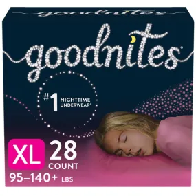 Goodnites Girls' Nighttime Bedwetting Underwear, XL (95-140 lb.), 28 Count