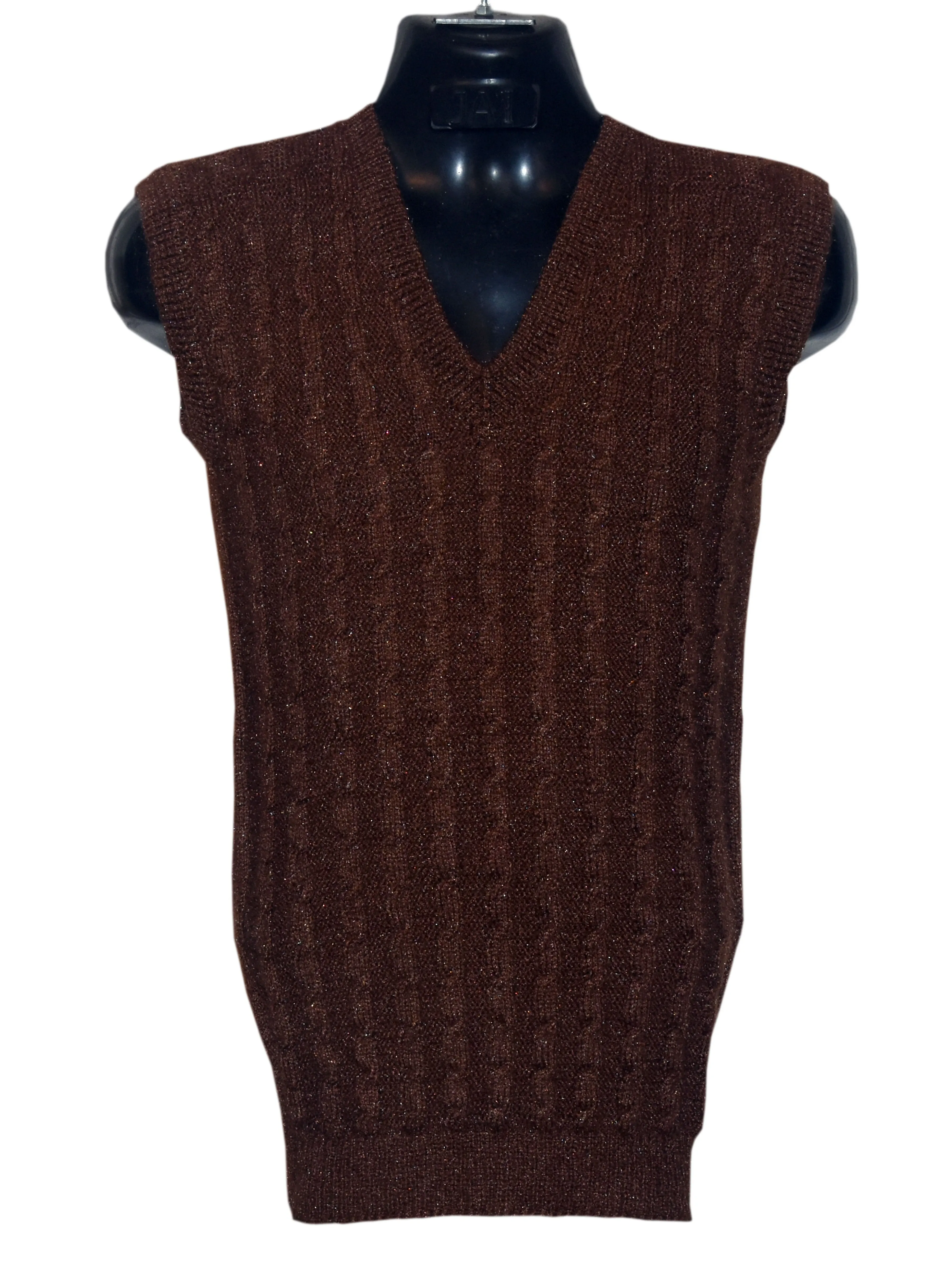 Graminarts Handmade Knitting Dark Chocolate Woollen Half Sweater For Men