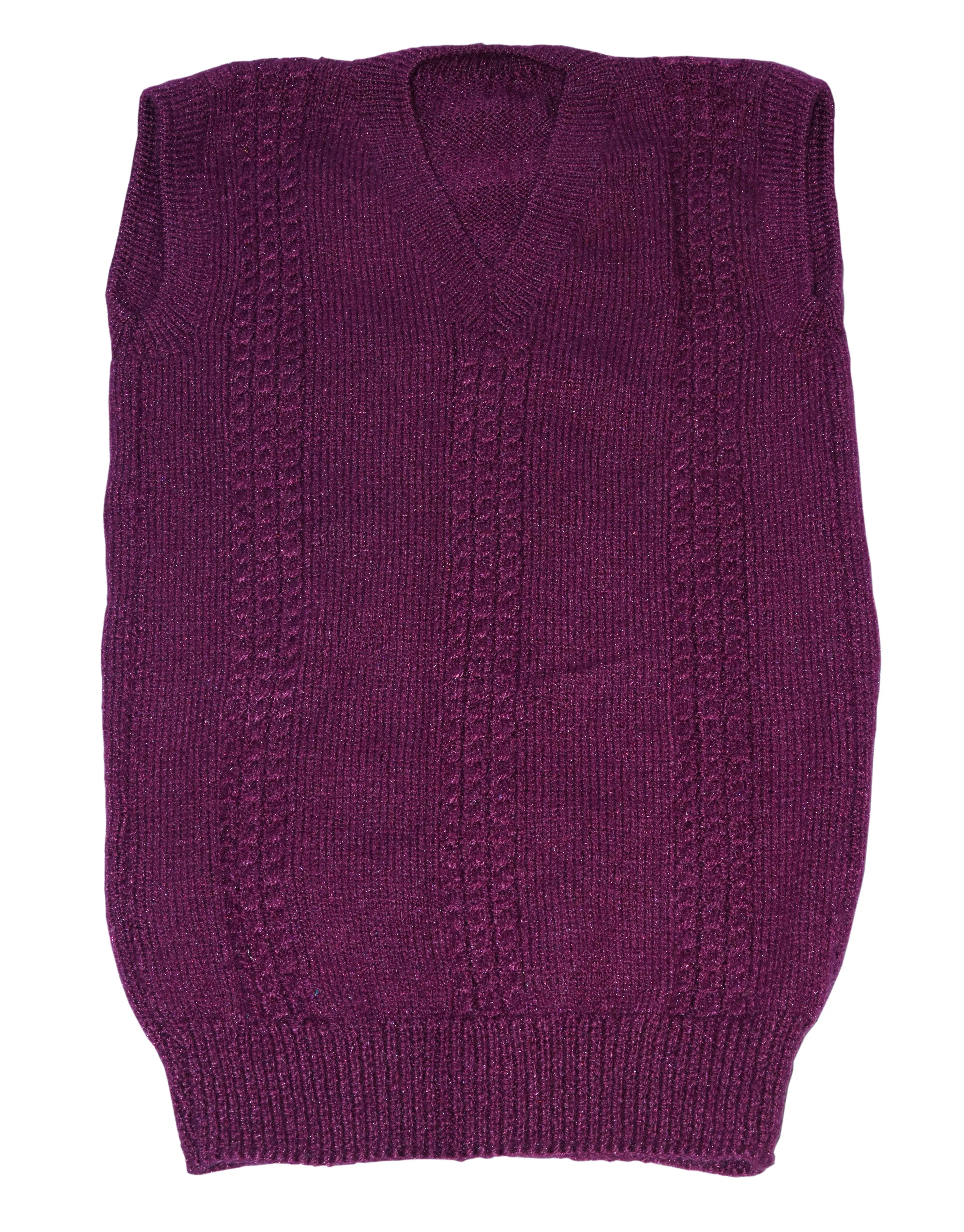 GraminArts V-Neck Woolen Sleeveless knitted sweater Purple  for Men