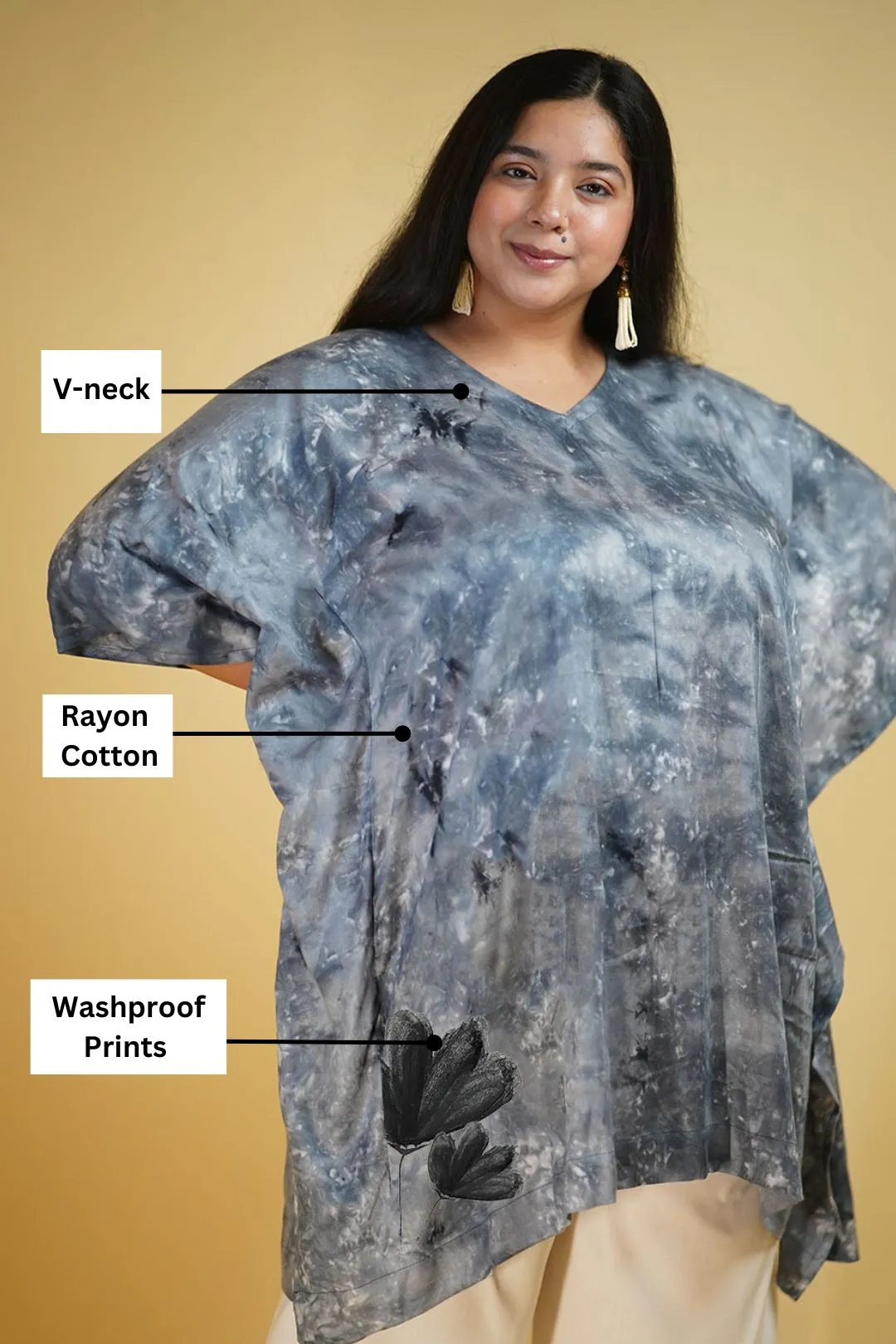 Grey Rayon TieDyeKurta - Grise