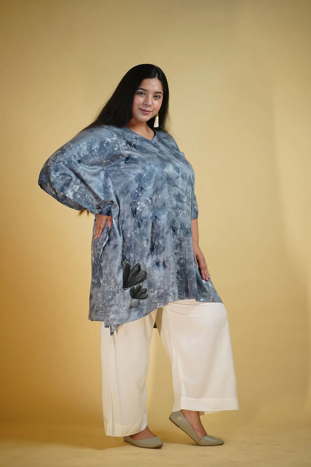 Grey Rayon TieDyeKurta - Grise