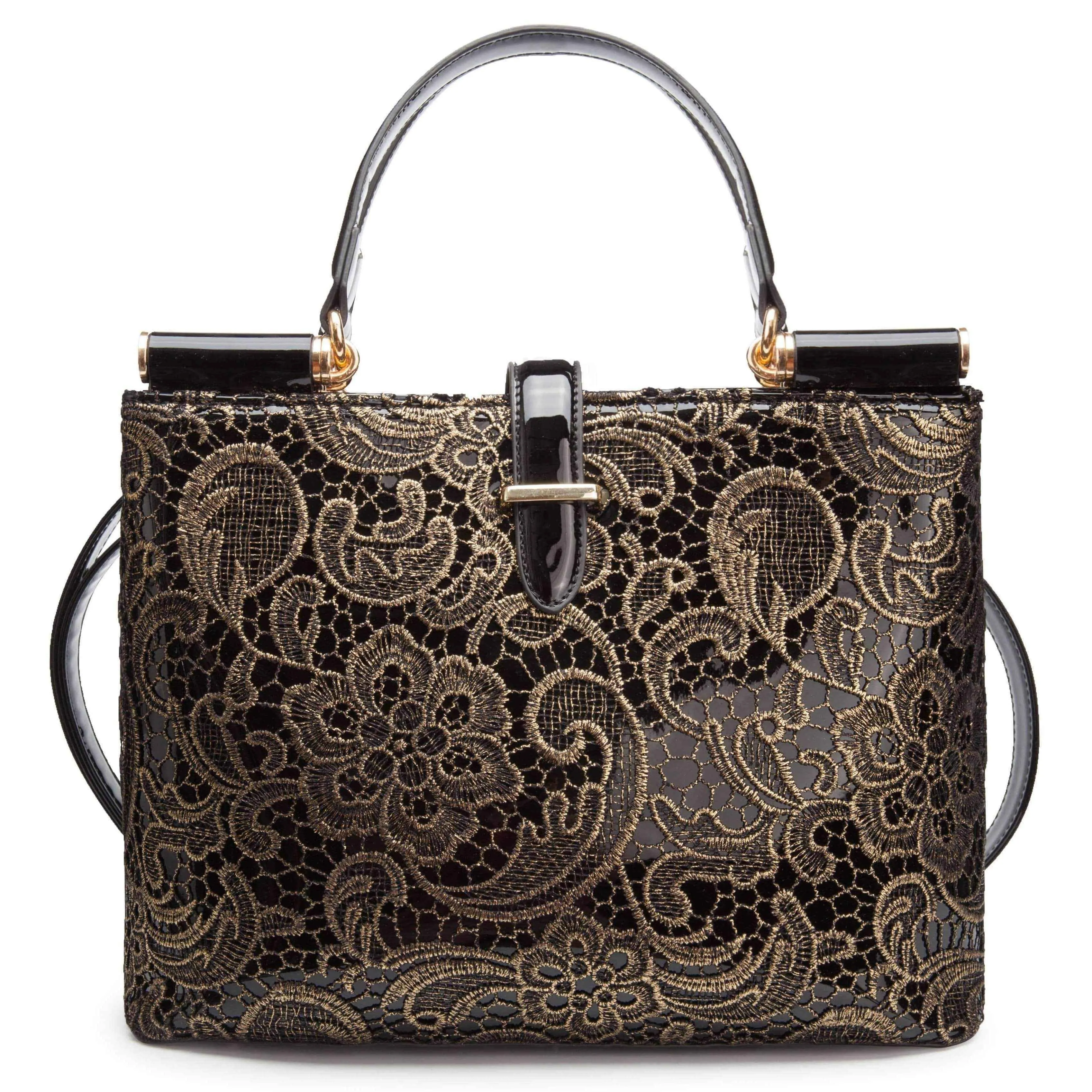 Handbags uk | Women's Metallic Handbag | Black/Gold