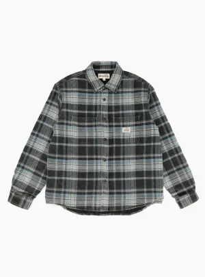 Heavy Washed Plaid Shirt Blue