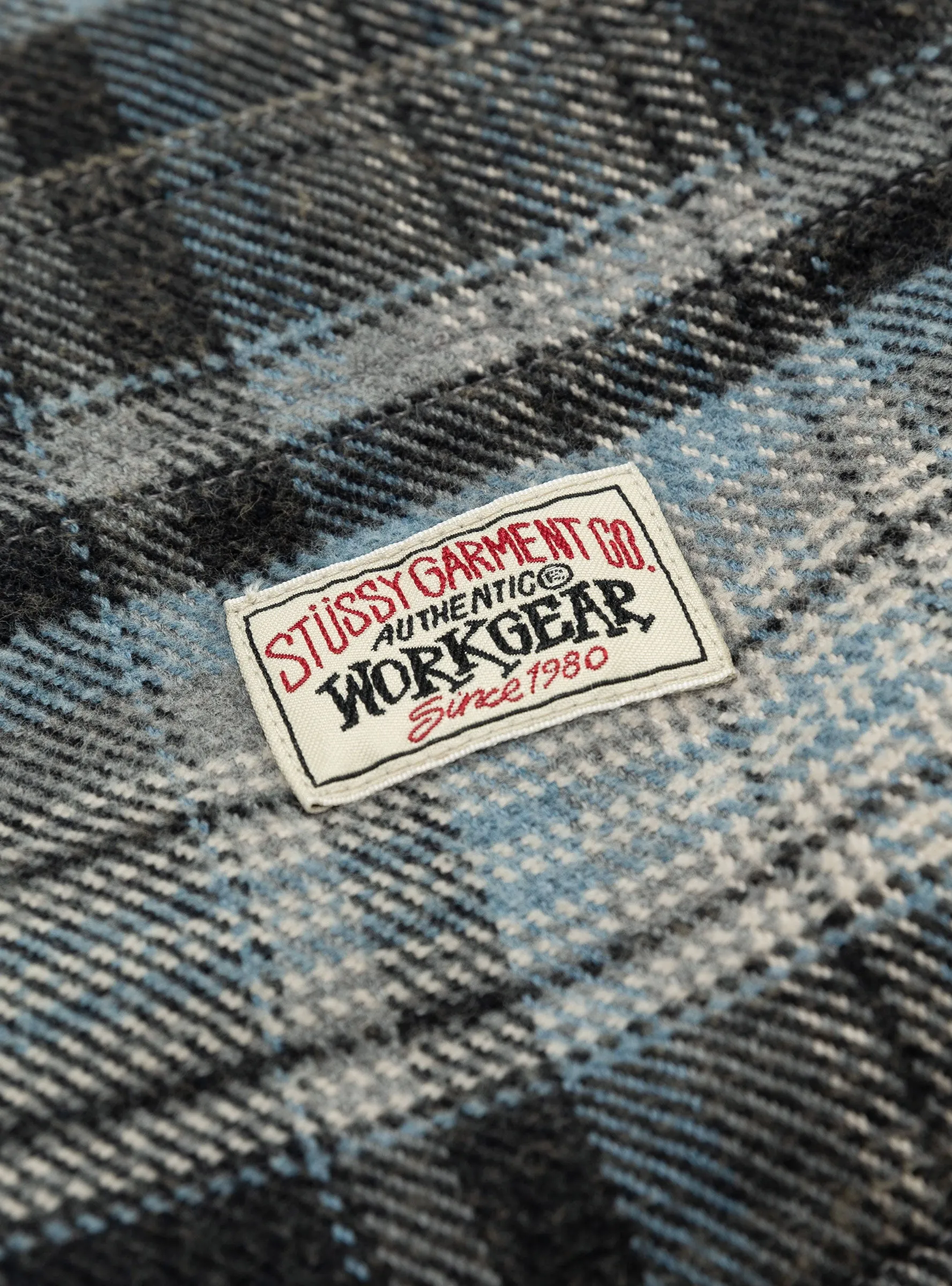 Heavy Washed Plaid Shirt Blue