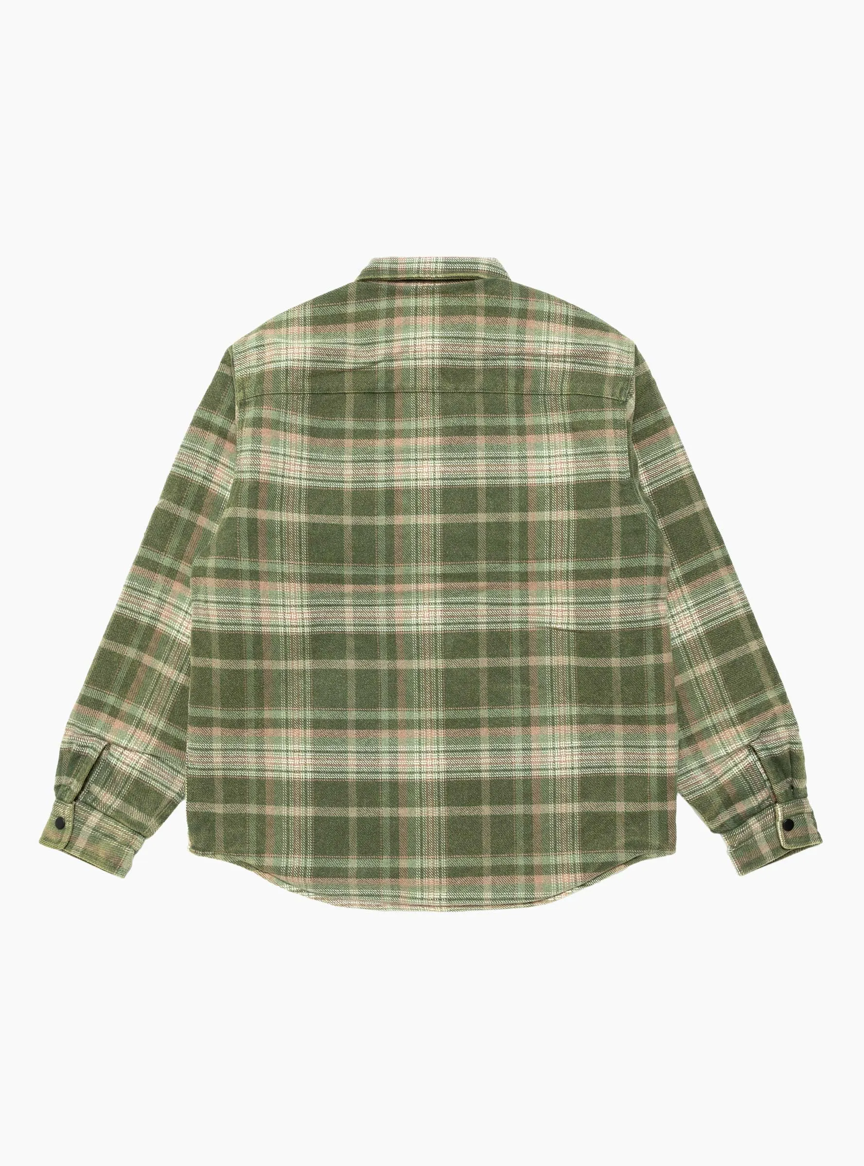 Heavy Washed Plaid Shirt Green