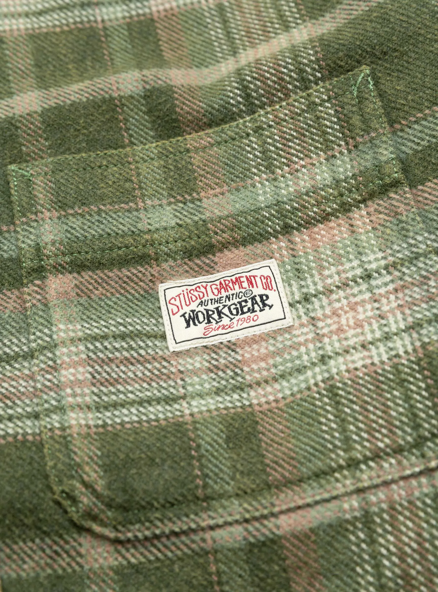 Heavy Washed Plaid Shirt Green