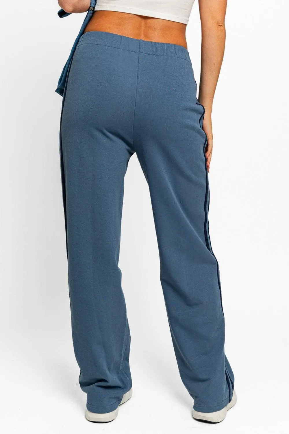 High Waisted Side Stripes Straight Track Sweatpants