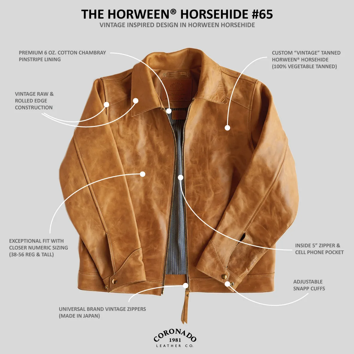 Horween® Horsehide Jacket No. 65 | Tan