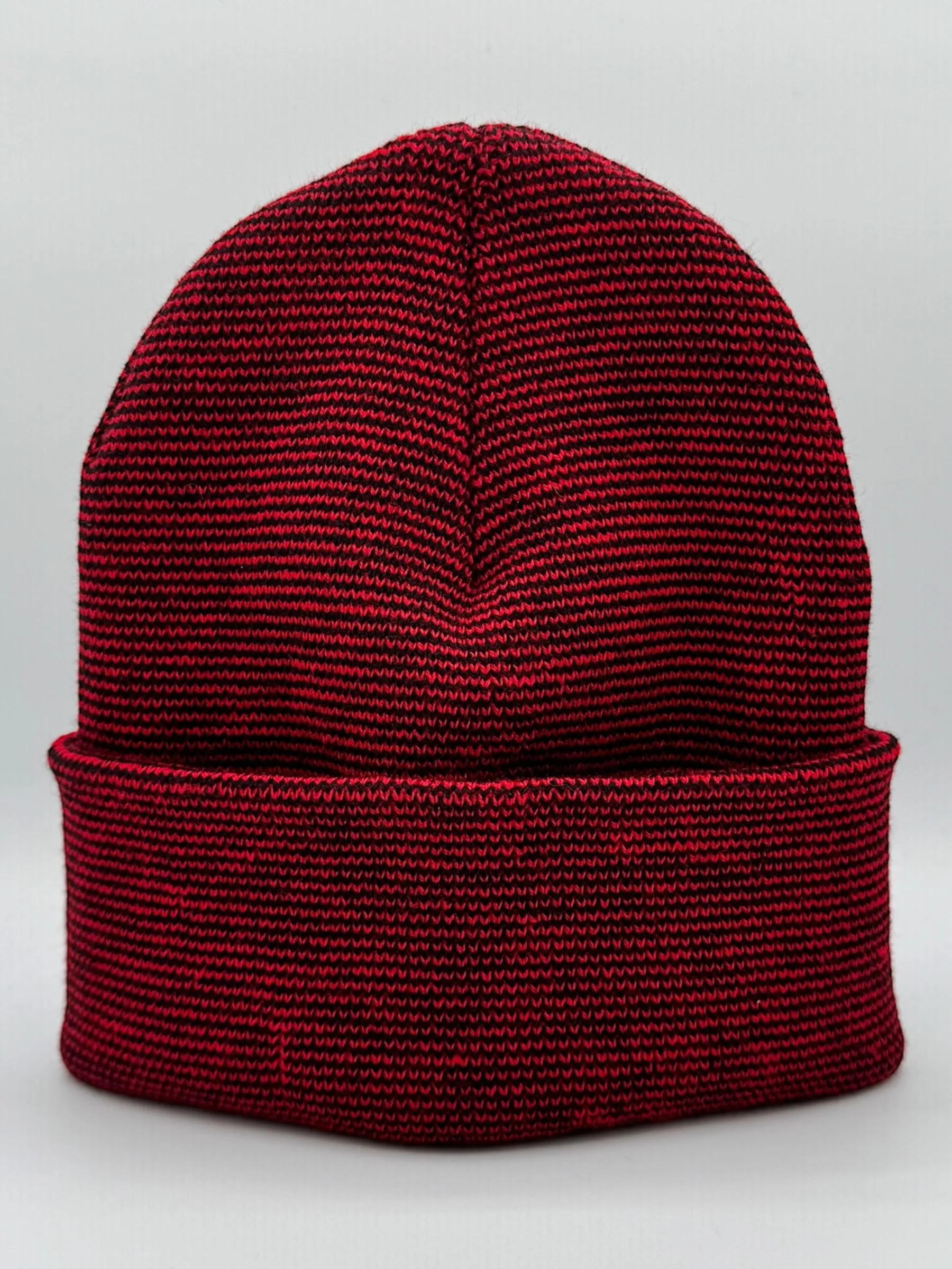 HW New York Traditional Fusion Cuffed Beanie - Red / Black Hat, Made in USA (Limited Edition)