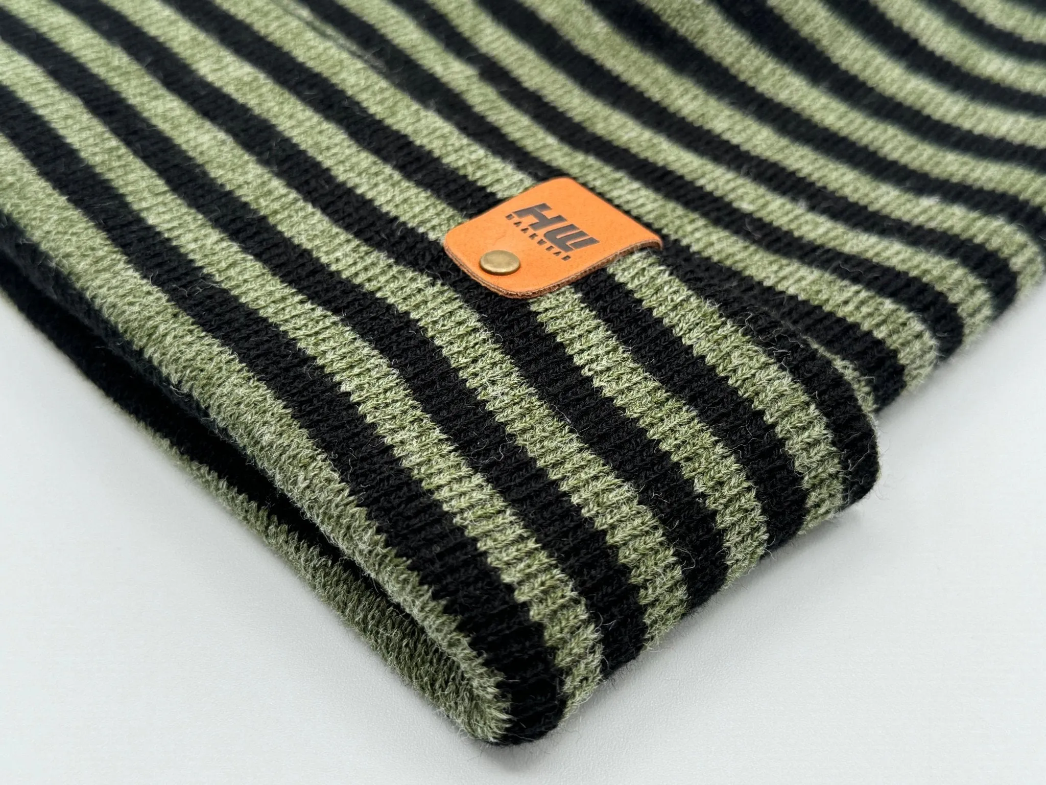 HW6064 HAAKWEAR Traditional RORO Cuffed Beanie - Green/Black, Made in USA