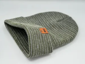 HW6088 HAAKWEAR Traditional Contrast Cuffed Beanie - Gray/Green, Made in USA