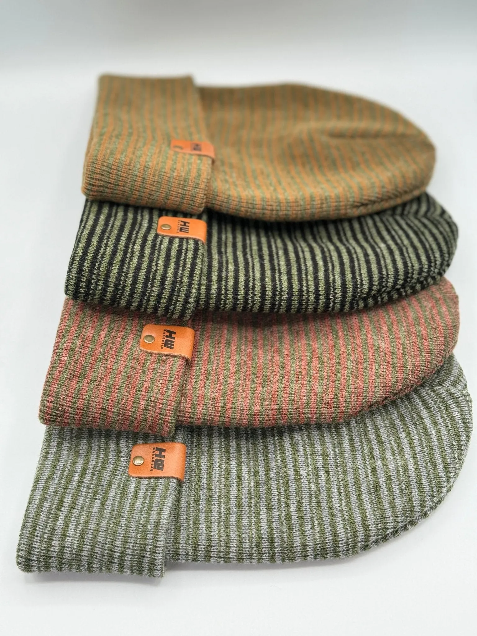 HW6088 HAAKWEAR Traditional Contrast Cuffed Beanie - Green/Brown, Made in USA