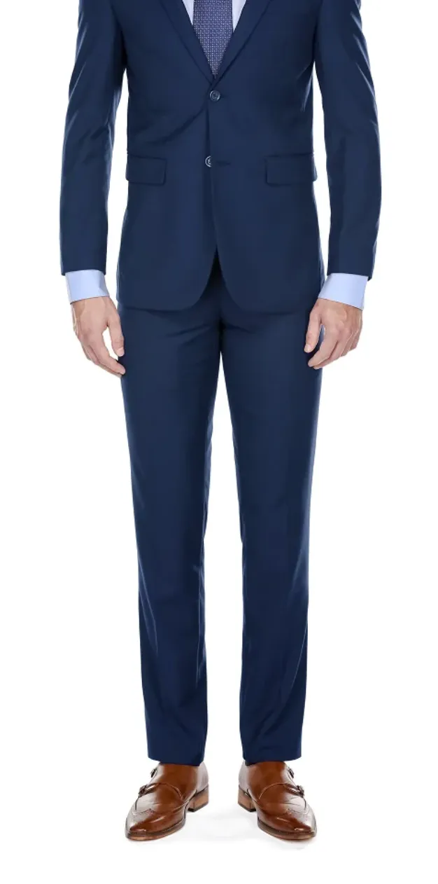 Indigo Blue Men's Slim-Fit Suit Single Breast Notch Lapel Style-PYS02