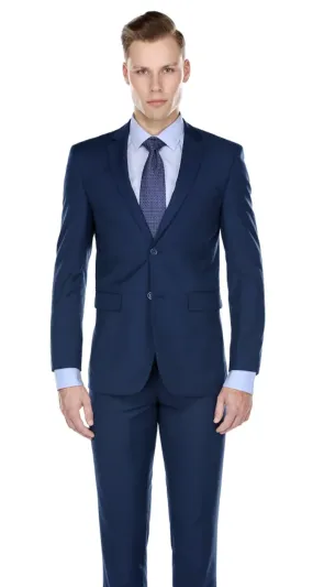 Indigo Blue Men's Slim-Fit Suit Single Breast Notch Lapel Style-PYS02