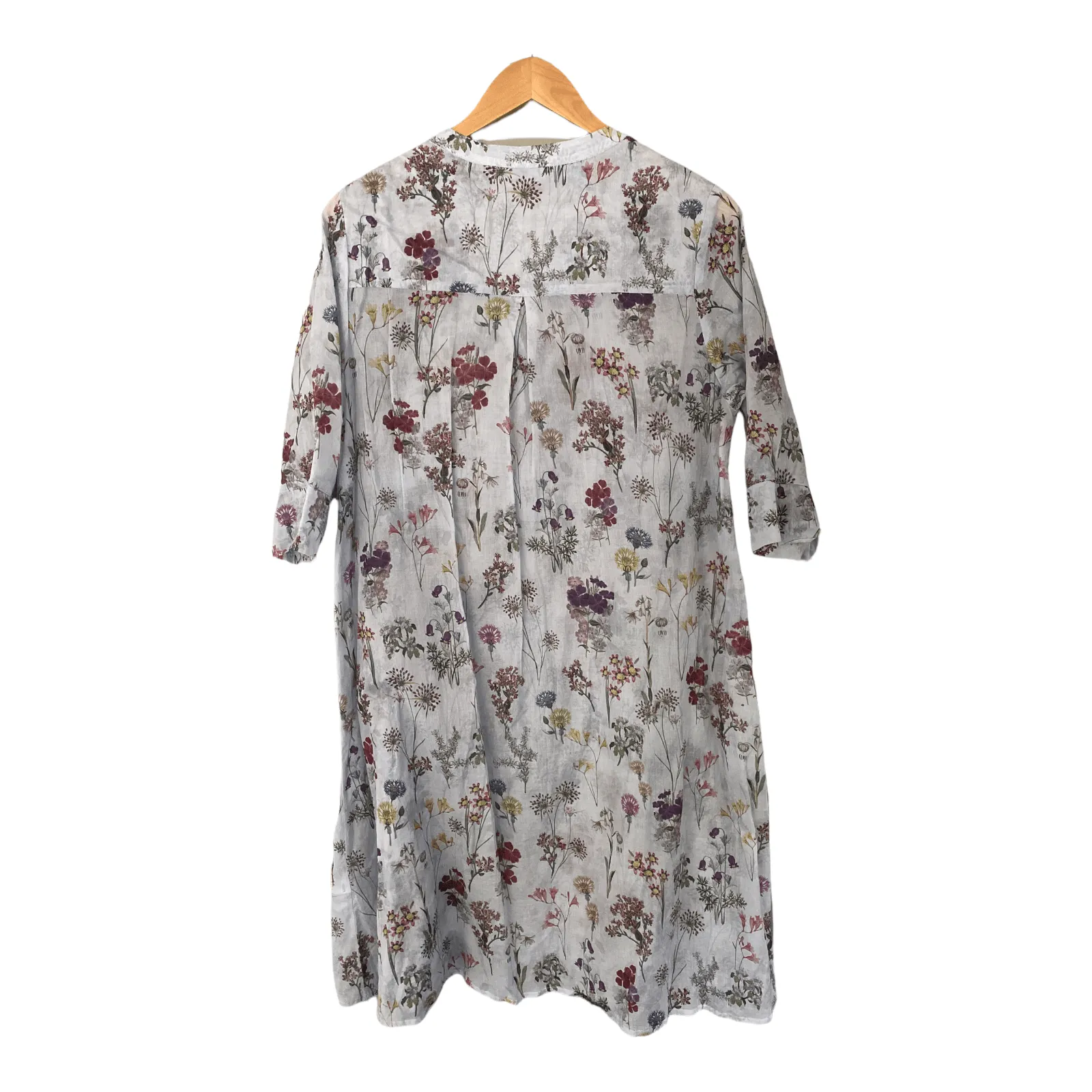 Isle Jacobsen Sheer Cotton Dress Grey with Floral Print Size 40 (UK14)