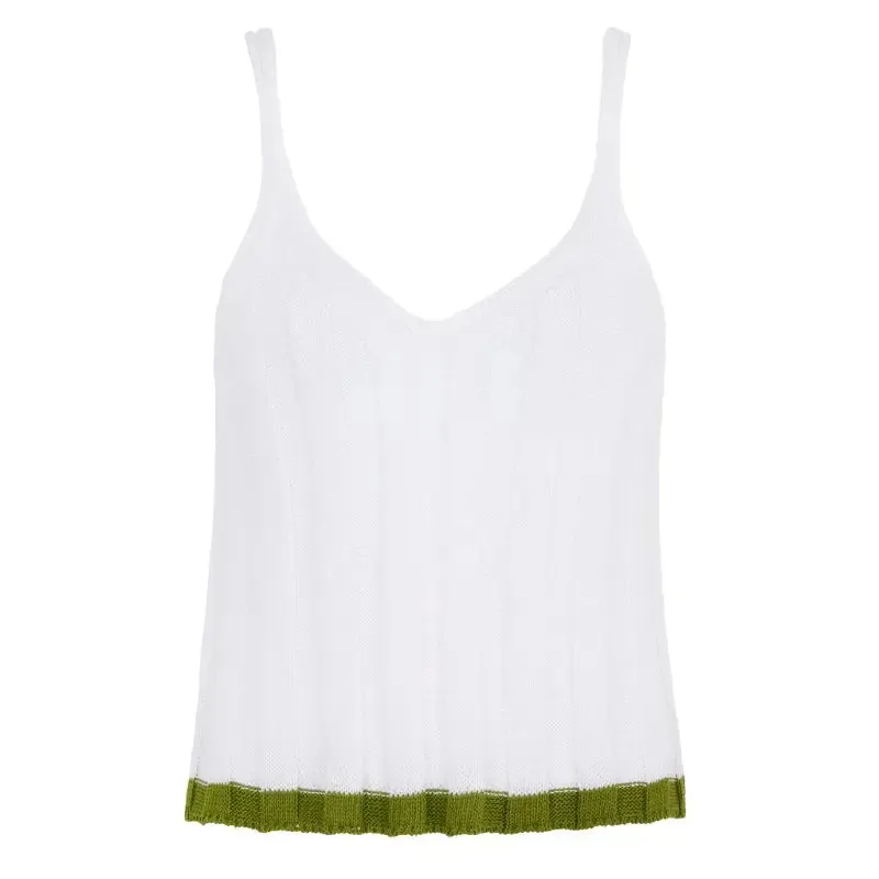 Jodie Ribbed Knitted Cami Vest - White