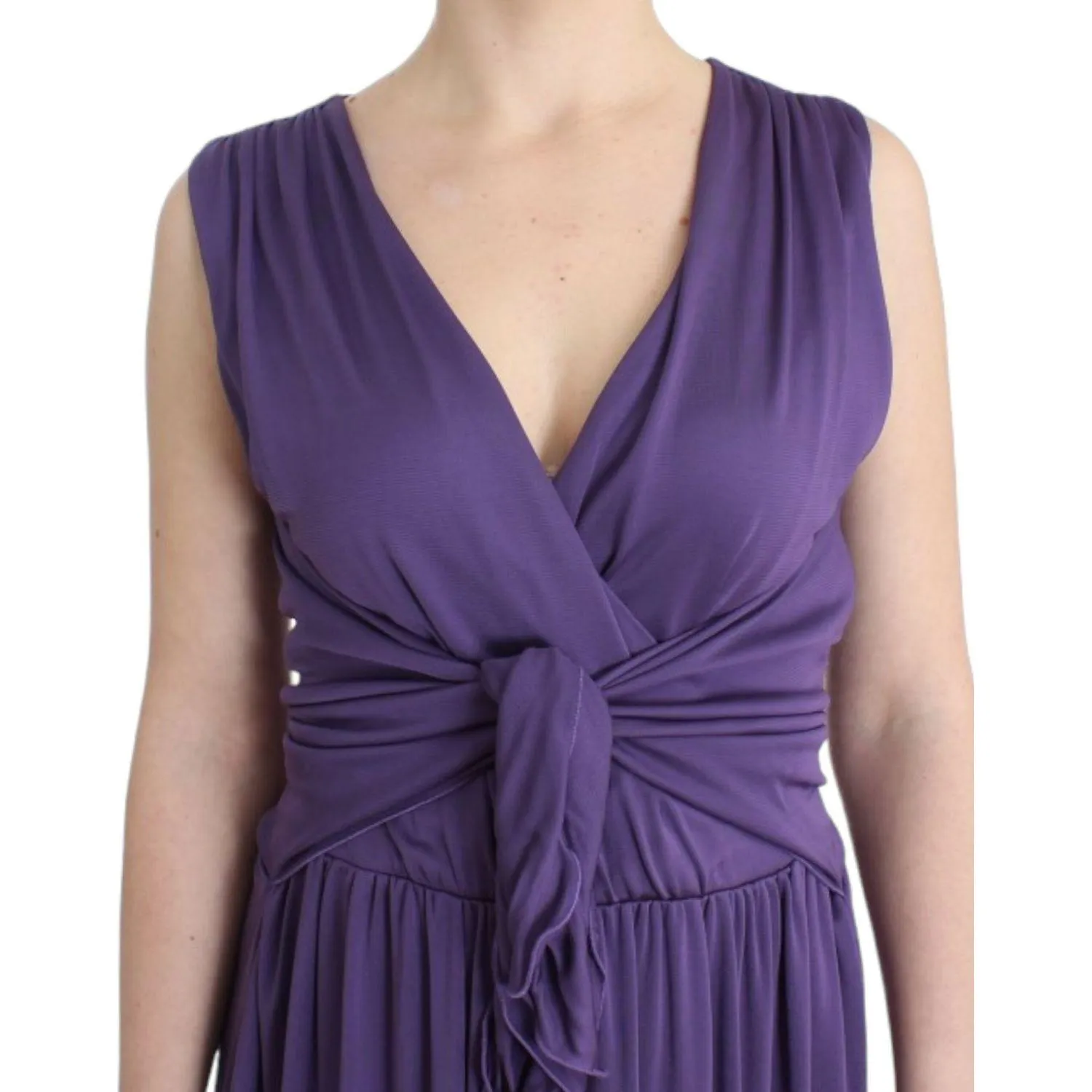 John Galliano Elegant Purple Knee-Length Jersey Dress