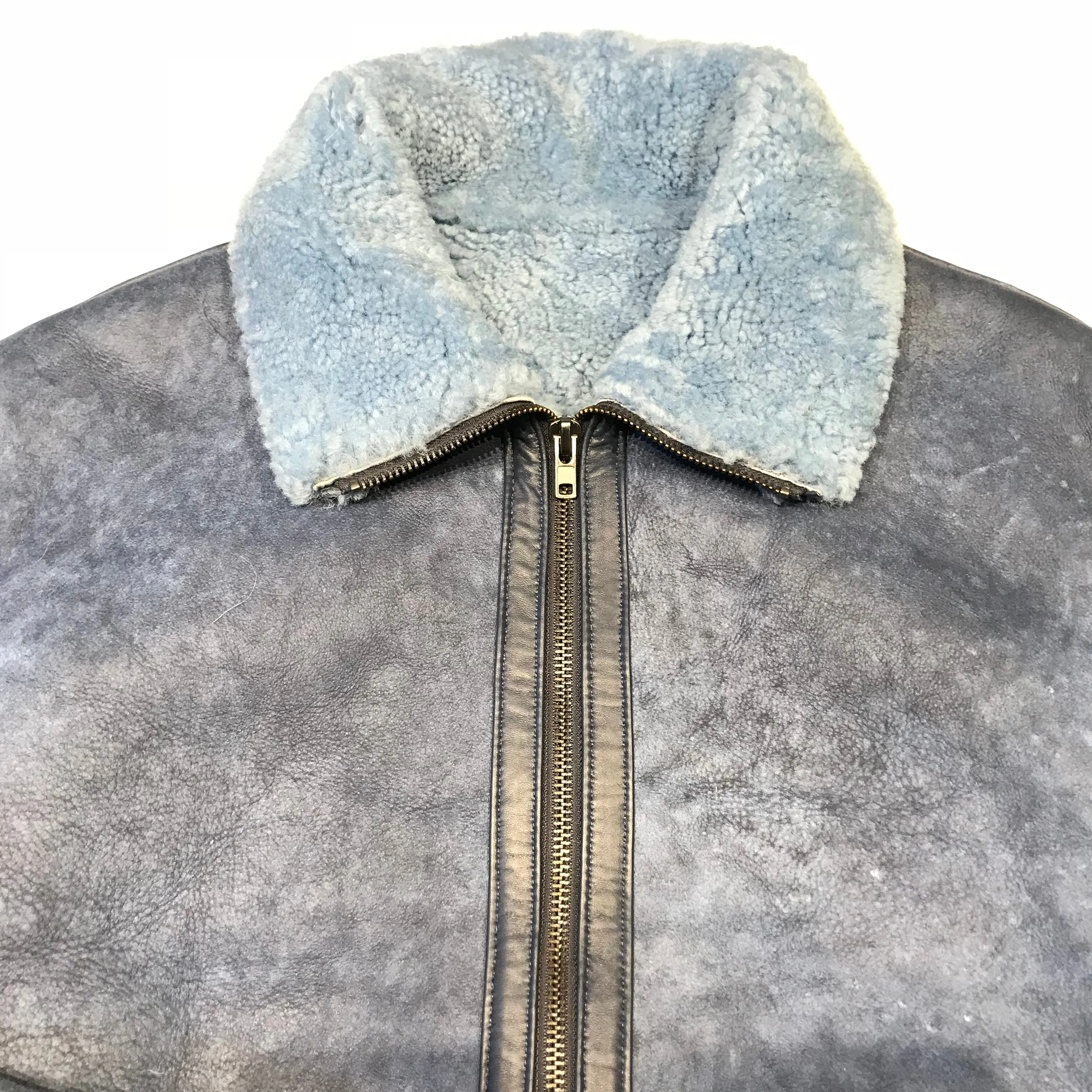 Kashani Powder Blue Blouson Shearling Jacket