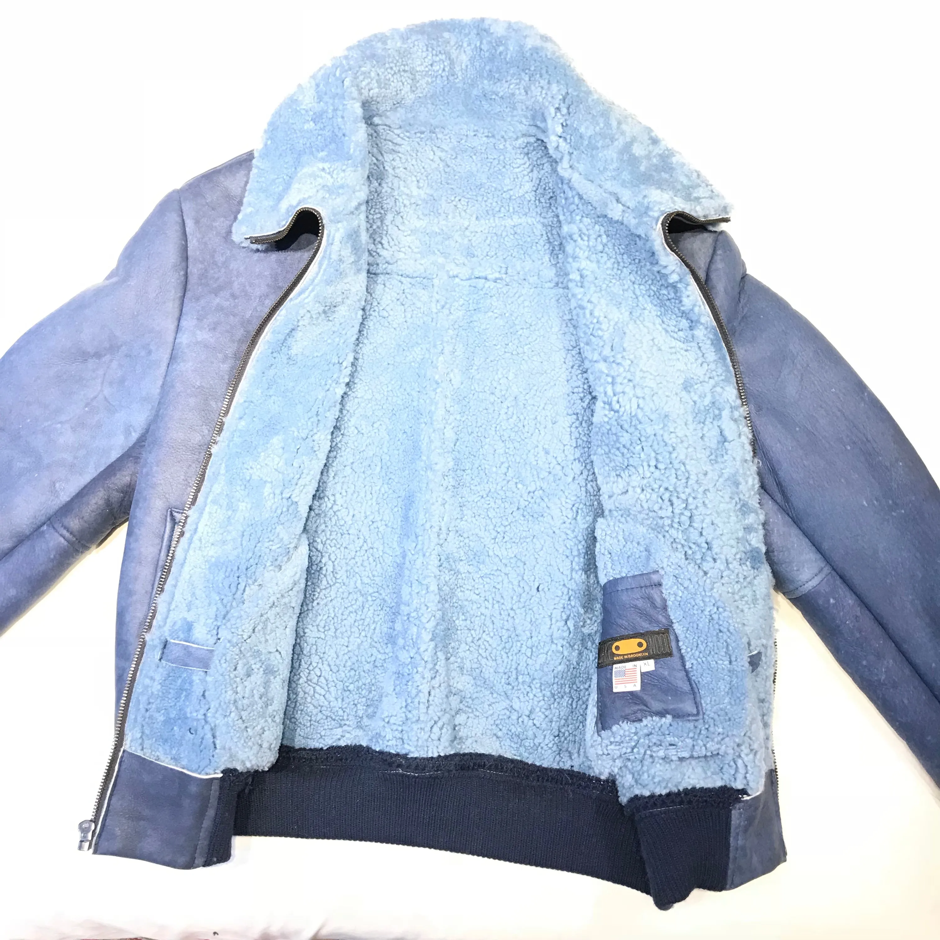 Kashani Powder Blue Blouson Shearling Jacket