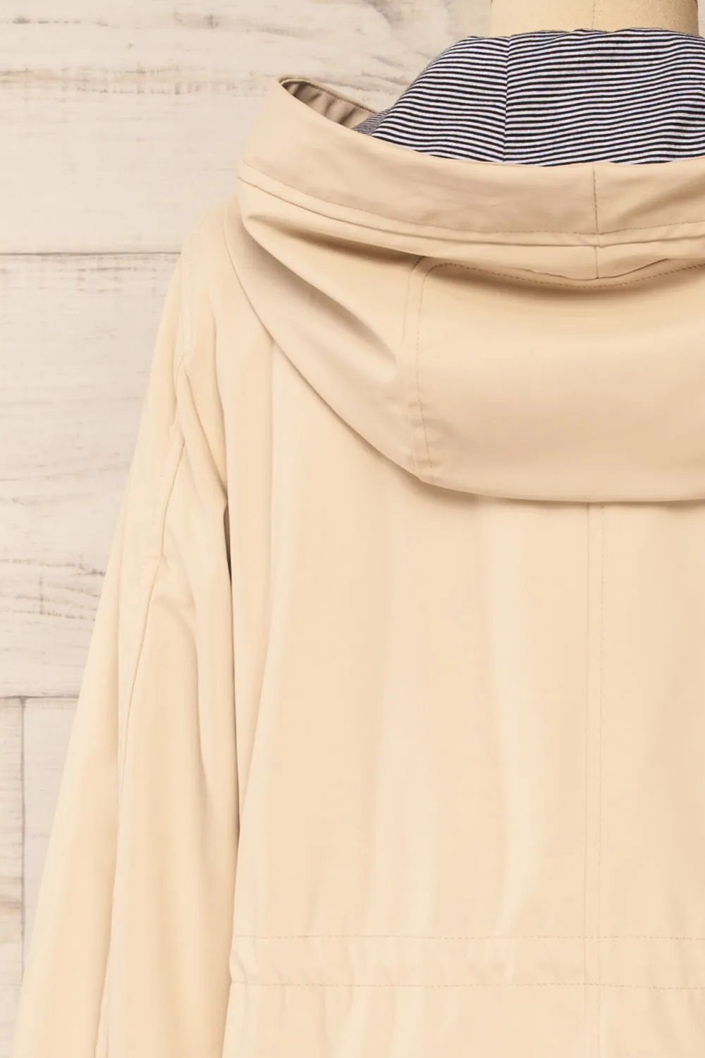 Kharokopion Beige | Hooded Raincoat w/ Drawstring