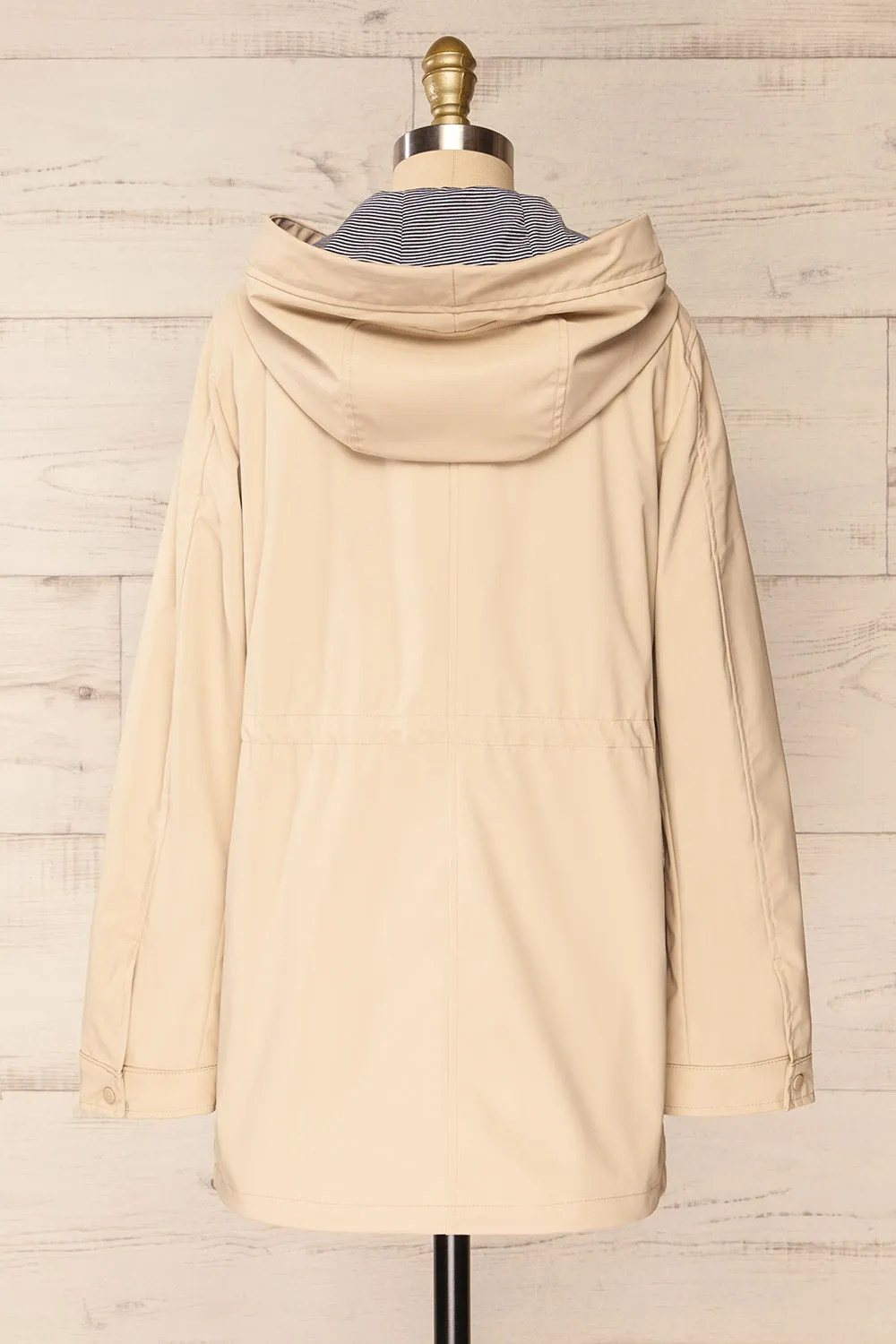 Kharokopion Beige | Hooded Raincoat w/ Drawstring