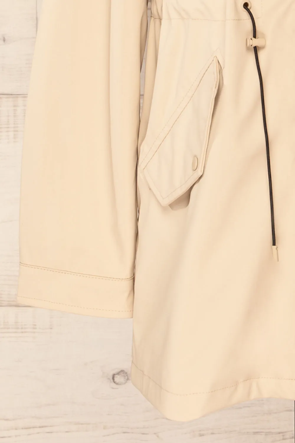 Kharokopion Beige | Hooded Raincoat w/ Drawstring