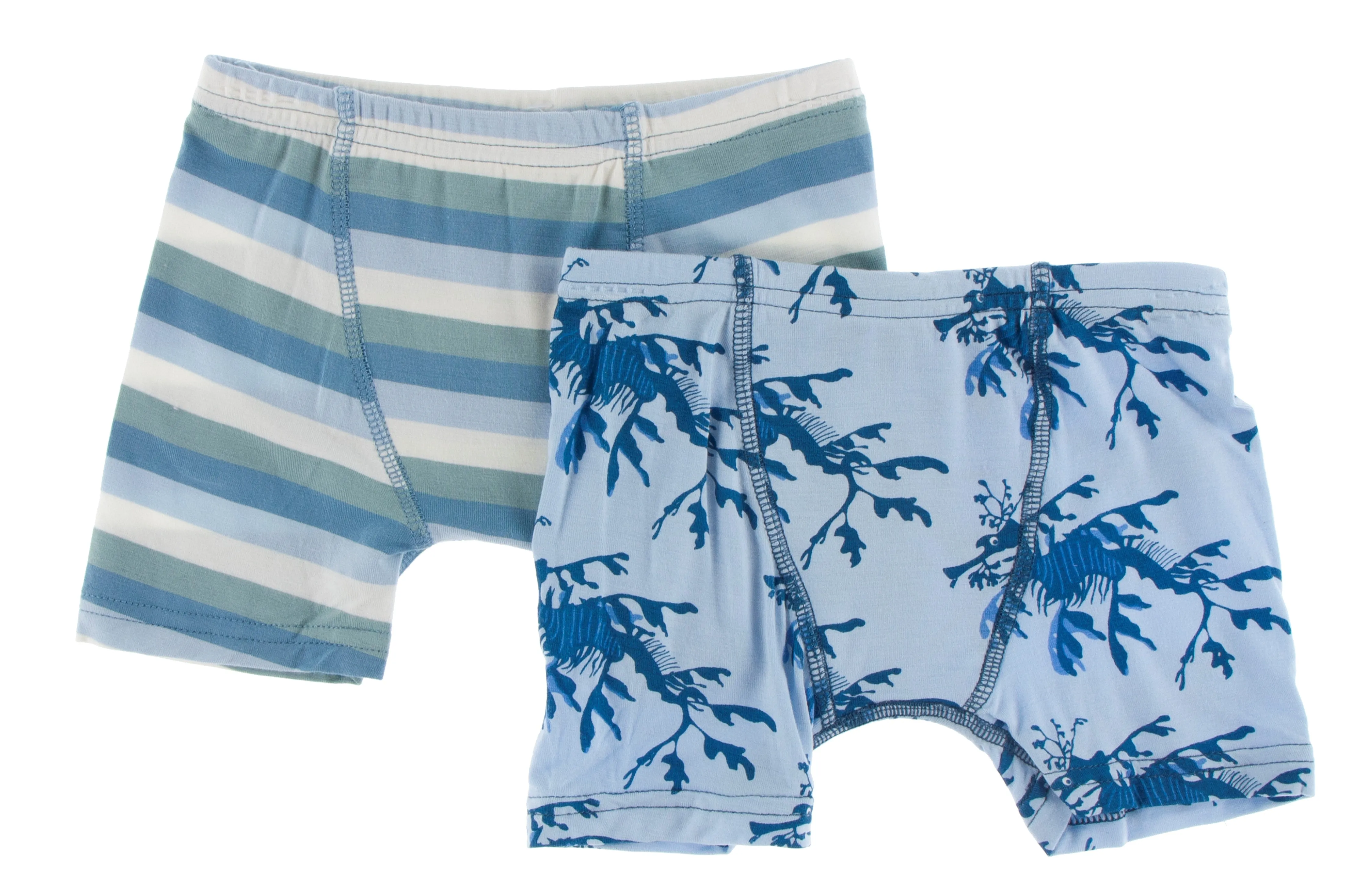 KicKee Pants Oceanography Stripe & Pond Leafy Sea Dragon Boxer Briefs Set