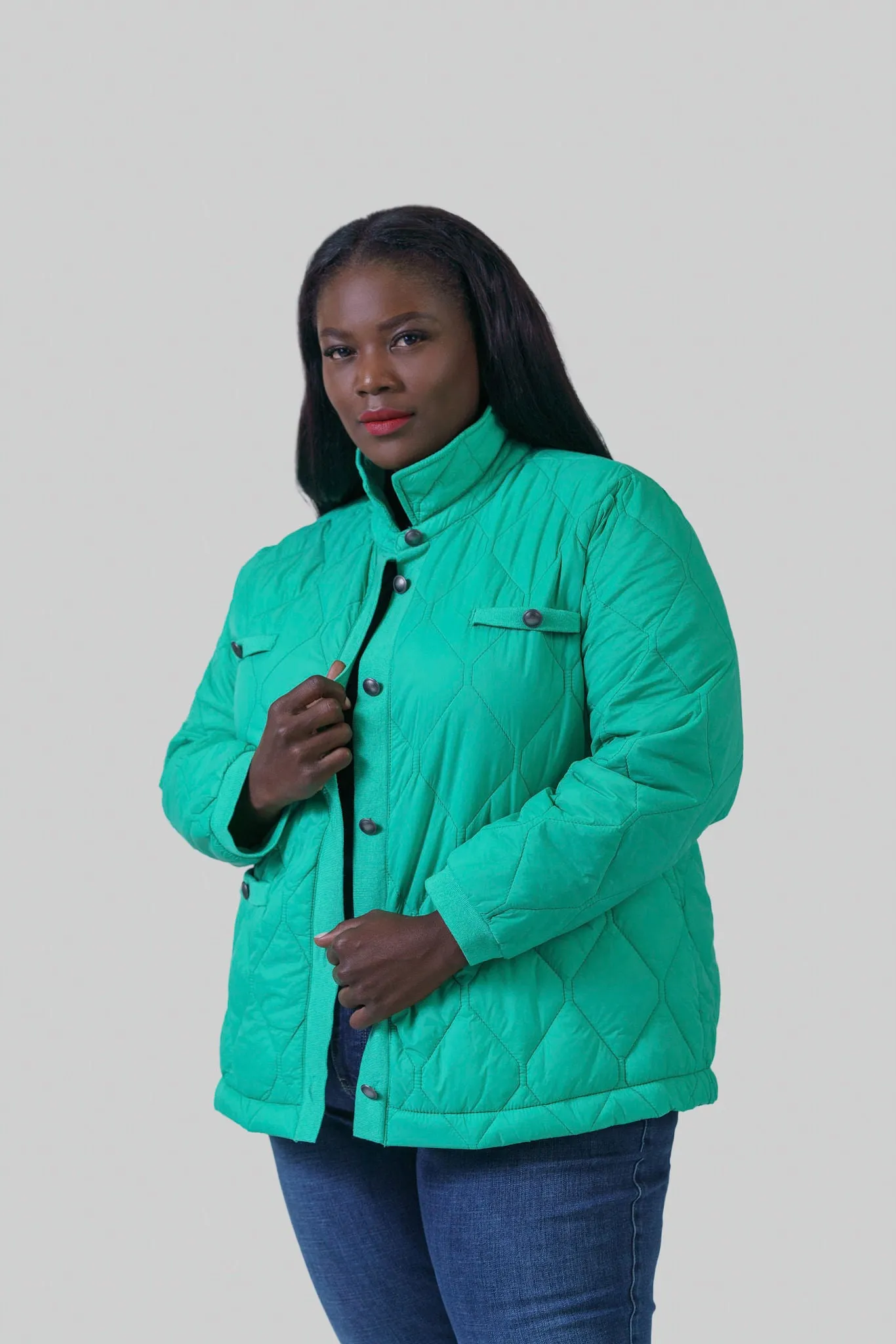 KNIT TRIM PUFFER JACKET