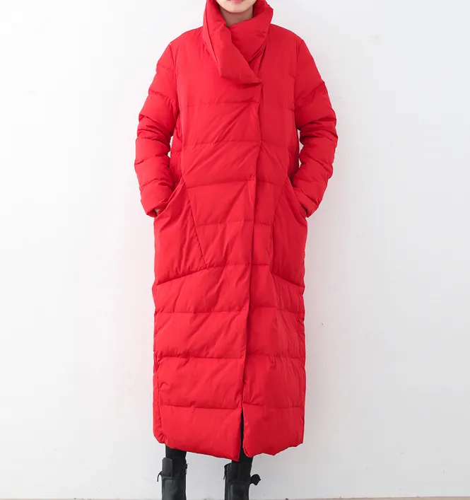 Large Pockets Long Loose Winter Women Down Jacket AMT1008