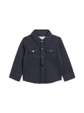 Liam Quilted Jacquard Collared Shirt - Navy