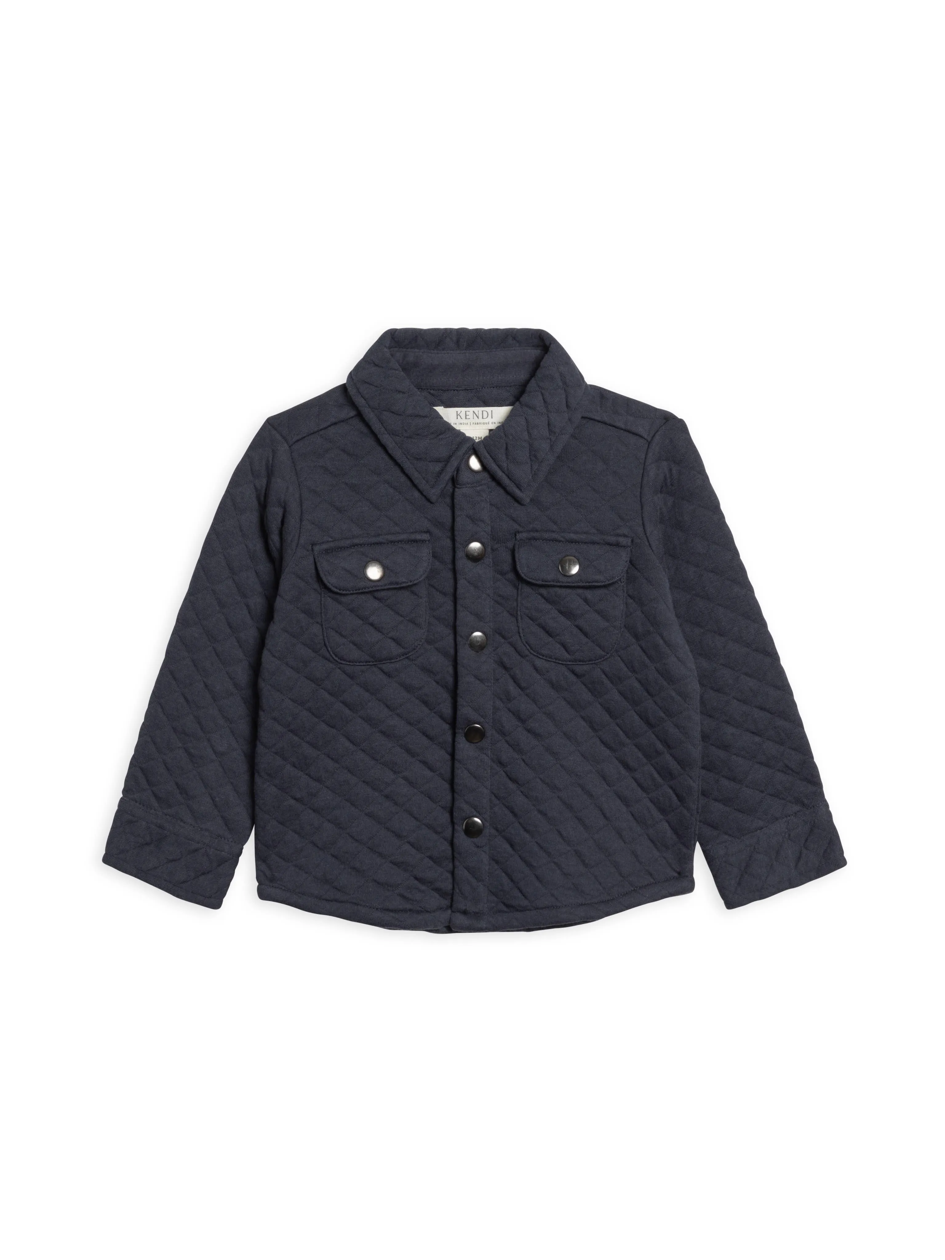 Liam Quilted Jacquard Collared Shirt - Navy