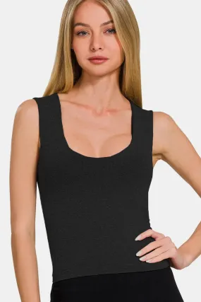 Liv Black Cropped Padded Seamless Tank