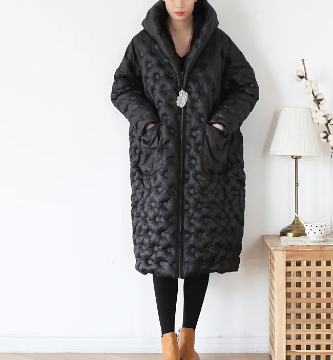 Long Hooded Puffer Coat Loose Winter Women Down Jacket 8108