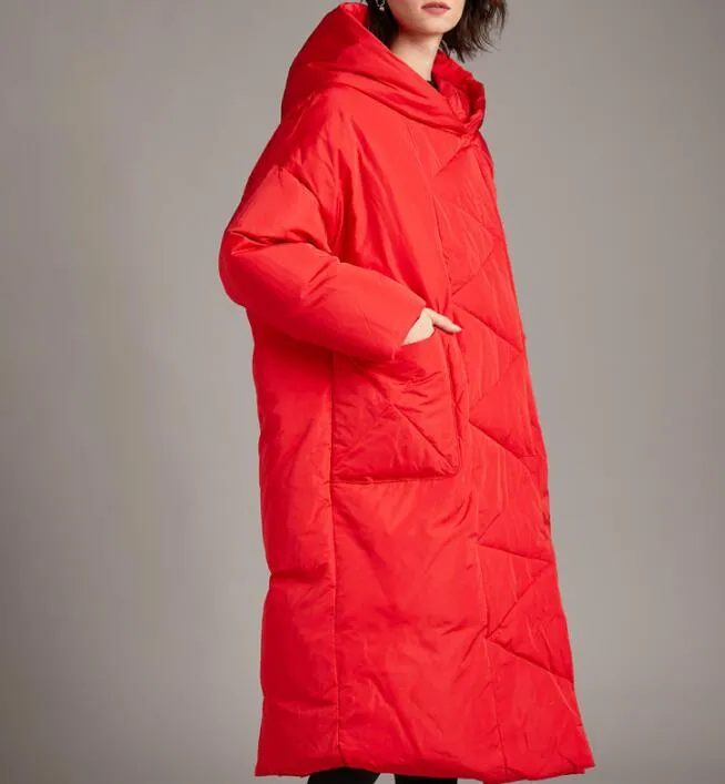 Long Loose Plus size Hooded Down Jacket Women Down Coats