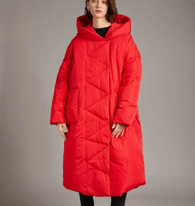 Long Loose Plus size Hooded Down Jacket Women Down Coats