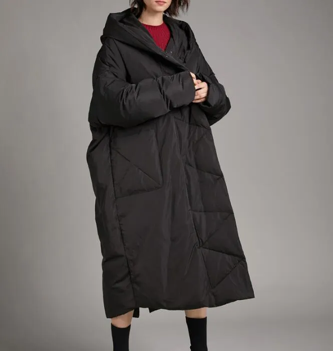 Long Loose Plus size Hooded Down Jacket Women Down Coats